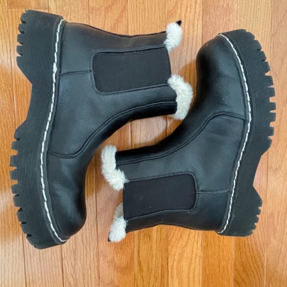 Women's Fur Trim Chelsea Boots - Picture 6 of 10